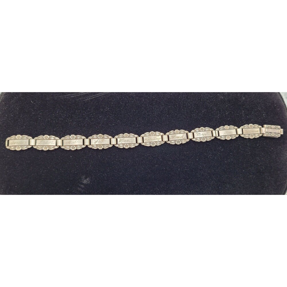 WWII Sterling Silver Forget Me Not Bracelet